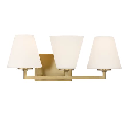 Designers Fountain Palmyra 24in 3-Light Brushed Gold Modern Indoor Vanity Light with Etched Opal Glass Shades D255M-3B-BG